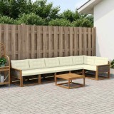 vidaXL Set de canapele de exterior cu pernă 7 pcs Natural și Crem 3381466