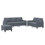 Cumpara ieftin Set de canapele cu perne, 3 piese, gri inchis, catifea