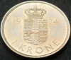 Moneda 1 COROANA - DANEMARCA, anul 1974 *cod 5206 = A.UNC +, Europa