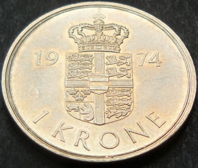 Moneda 1 COROANA - DANEMARCA, anul 1974 *cod 5206 = A.UNC + foto