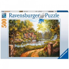 Puzzle Casuta Langa Rau, 500 Piese foto