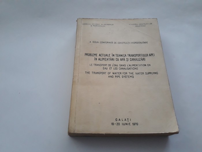 PROBLEME ACTUALE IN TEHNICA TRANSPORTULUI APEI IN ALIMENTARI CU APA /CANALIZARI