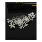 Cumpara ieftin Pieptene de Par Mireasa cu Strasuri - tip Floare - 6x11.5 cm - 302919