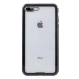Husa compatibila cu Iphone 7 Plus / 8 Plus - Sticla Fata+Spate 360 grade, Cadru metalic cu magneti, negru, Universal