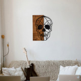 Decoratiune de perete, Skull Metal Decor, lemn/metal, 44 x 58 cm, negru/maro, Enzo