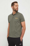 EA7 Emporio Armani polo de bumbac culoarea verde, neted