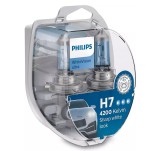 Set 2 becuri Philips H7 WhiteVision Ultra 4200K 12V 55W + BONUS 2 becuri W5W WhiteVision 12972WVUSM