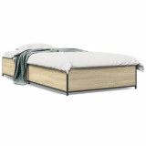 VidaXL Cadru de pat, stejar sonoma, 75x190 cm, lemn prelucrat și metal 845122
