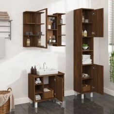 vidaXL Set dulapuri de baie, 3 piese, stejar maro, lemn prelucrat foto
