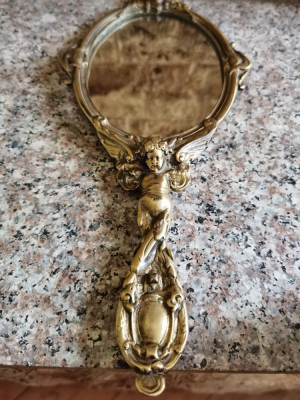 Oglinda Veche Cu Decoratiuni Din Bronz - - , GREUTATE: 560g foto