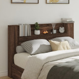 VidaXL Tăblie de pat cu dulap și LED, stejar maro, 160x16,5x103,5 cm
