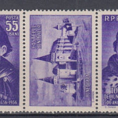 ROMANIA 1956 LP 419 LP 419 a-500 ANI MOARTEA IOAN DE HUNEDOARA SERIE+VINIETA MNH