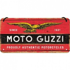Placa metalica cu snur - Moto Guzzi logo - 10x20 cm foto