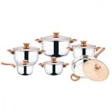 Cumpara ieftin Set oale 12 piese din inox cu capac din sticla, Grunberg GR15041