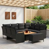 vidaXL Seturi de mobilier cu pernă 7 pcs Negru Ratan PE 3422188