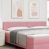 vidaXL Cap de pat LED cu buton de cristal, tapițat &icirc;n roz din catifea de 100 cm