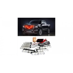 Set Lumini LED, 3 Leduri, Tip Stroboscop De Avertizare, Galben, Flash, cu Telecomanda, 12V - 4 lampi
