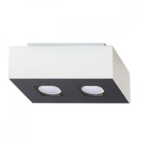Lampă De Tavan Mono Alb-Negru Oțel 2 Becuri Dreptunghiulare Minimalistă De Interior