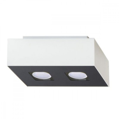 Lampă De Tavan Mono Alb-Negru Oțel 2 Becuri Dreptunghiulare Minimalistă De Interior foto