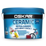 Vopsea ultralavabila interior / exterior Oskar Ceramic satin, alba, 2.5 L