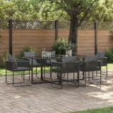 vidaXL Set de masă pentru grădină 7 pcs Negru Oțel