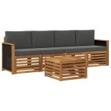 vidaXL Set de canapele de exterior cu pernă 5 pcs Natural și Antracit 3383983