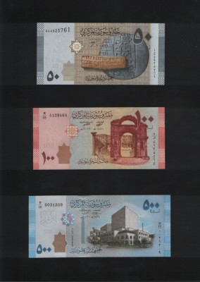Set Siria 50 + 100 + 500 pounds unc foto
