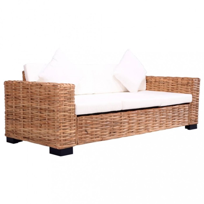 vidaXL Canapea de grădină cu 3 locuri, ratan natural 276351