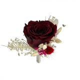 Floare de piept personalizabila, Cocarda, Trandafir criogenat mare grena si Plante naturale uscate, Eventissimi&reg;