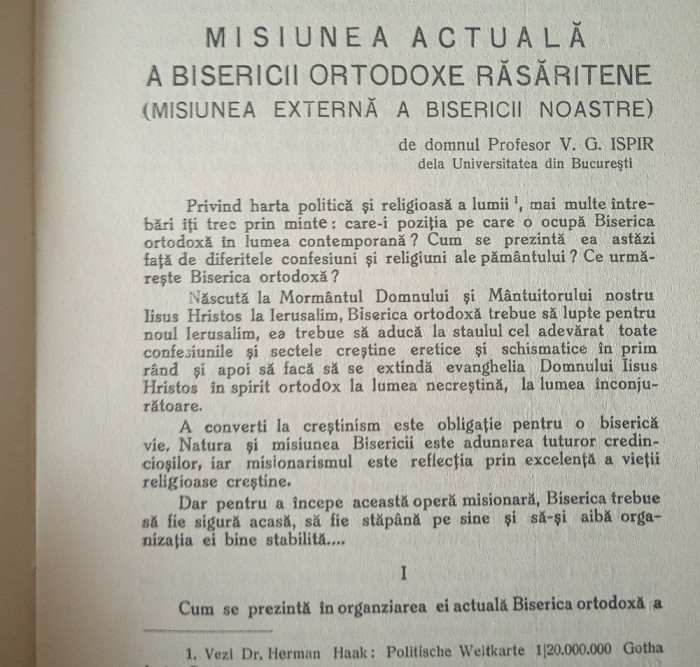 Misiunea actuala a Bisericii Ortodoxe Răsăritene (Dr. Vasile Gh. Ispir, 1938)