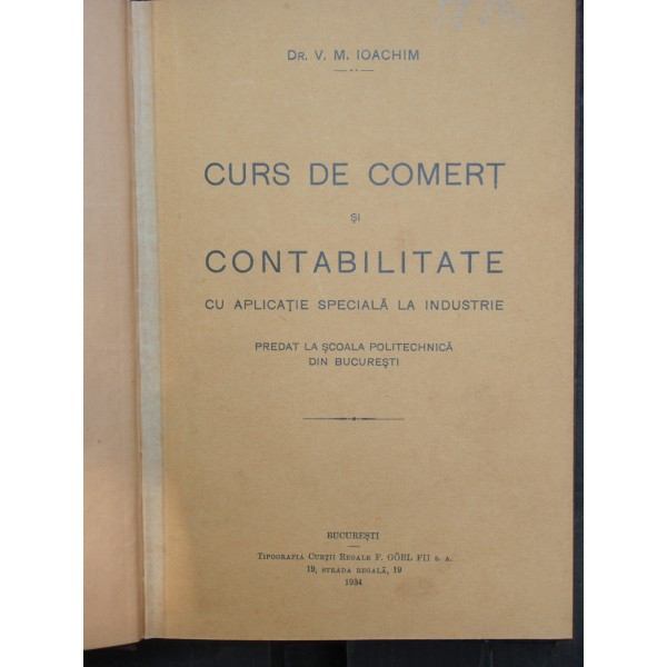 CURS DE COMERT SI CONTABILITATE - V.M. IOACHIM