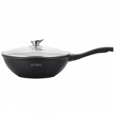 Tigaie Wok Marmorata cu Capac 3.7L 28cm Royalty Line RL-BW28M foto