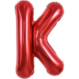 Balon folie metalizata litera k, flippy, 40 cm, umflati cu heliu sau aer, ambalaj individual, pai inclus, rosu