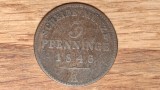 Germania state - Prusia Prussia - 3 Pfenninge 1846 -an rar- Friedrich Wilhelm IV