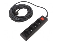 Prelungitor electric 4 prize negru 10m 16A
