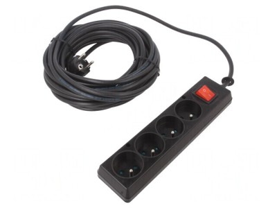 Prelungitor electric 4 prize negru 10m 16A foto