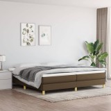 vidaXL Pat box spring cu saltea, maro &icirc;nchis, 200x200 cm, textil