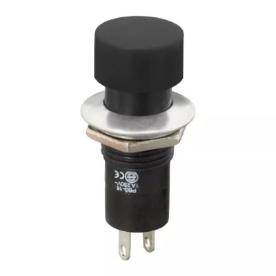 Buton 1 circuit 1A 250V ON-(OFF) negru fara retinere foto