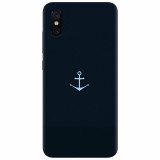 Husa silicon pentru Xiaomi Mi 8 Pro, Blue Navy Anchor Illustration Flat