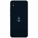 Husa silicon pentru Xiaomi Mi 8 Pro, Blue Navy Anchor Illustration Flat