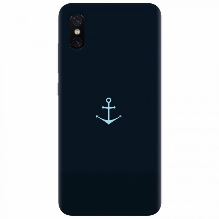 Husa silicon pentru Xiaomi Mi 8 Pro, Blue Navy Anchor Illustration Flat