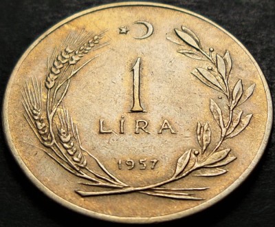 Moneda 1 LIRA - TURCIA, anul 1957 *cod 4994 foto