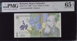 Cumpara ieftin 1 leu 2007 gradata PMG 65 EPQ Gem Unc, polimer, rar &icirc;n grade mari