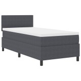 vidaXL Pat cu arcuri cu headboard Gri &icirc;nchis și alb 90 x 200 cm 3337496