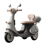 Motociclet&Auml; electric&Auml; cu 3 roti, flippy, acumulator &Atilde;ncarcare, anti-rasturnare, lumini, sunete, baterie 6v 7ah, telecomanda, 95x67x36cm, gri