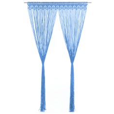 vidaXL Perdea macrame, albastru, 140 x 240 cm, bumbac foto