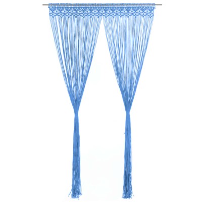 Perdea macrame, albastru, 140 x 240 cm, bumbac foto