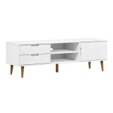 Cumpara ieftin Dulap TV &bdquo;MOLDE&rdquo; alb, 158x40x49 cm, lemn masiv de pin
