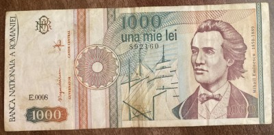 B11 102 - Bancnota foarte veche - Romania - 1000 lei - emisiune septembrie 1991 foto