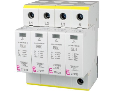 Descarcator T2 4P 275V 20kA 4+0 fara semnalizare Eti 002440395 foto